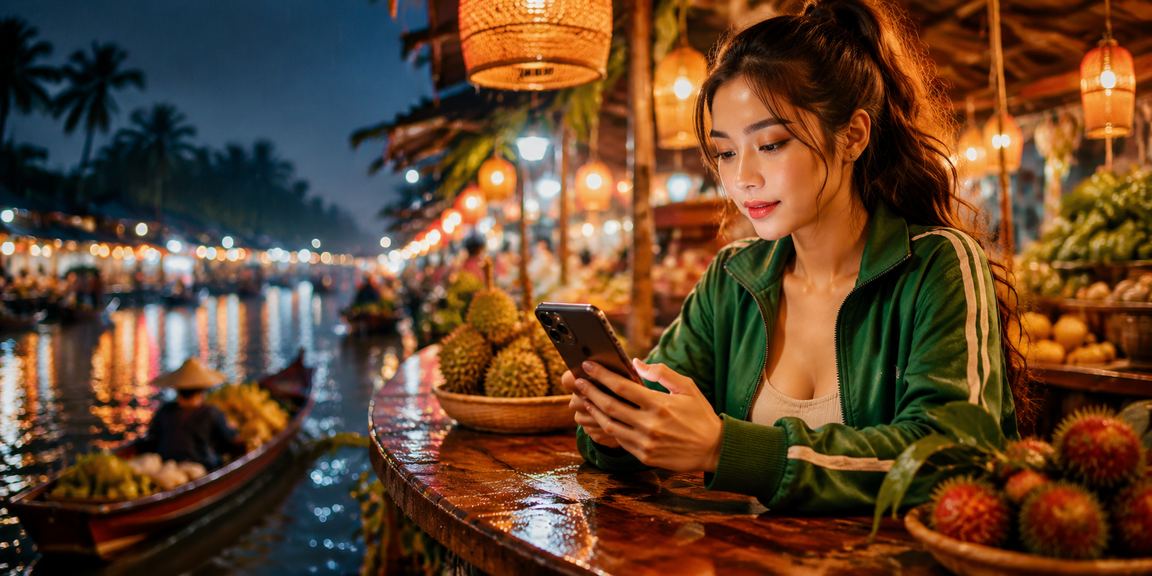 Người chơi tại chợ đêm vùng Mekong tham gia giải trí trực tuyến và cá cược qua điện thoại