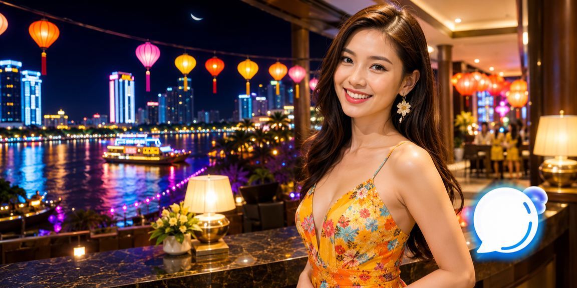 Khung cảnh sòng bài sôi động tại vùng Mekong với ánh đèn neon rực rỡ về đêm